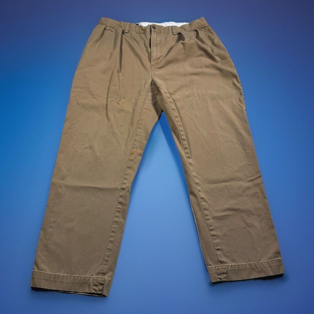 Polo Ralph Lauren Ethan Pleated Pants Men’s 36x29 (fits 36x28) Khaki Chino Logo